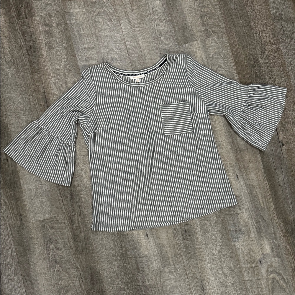 Skies are Blue Striped Top Bell Sleeves Size M